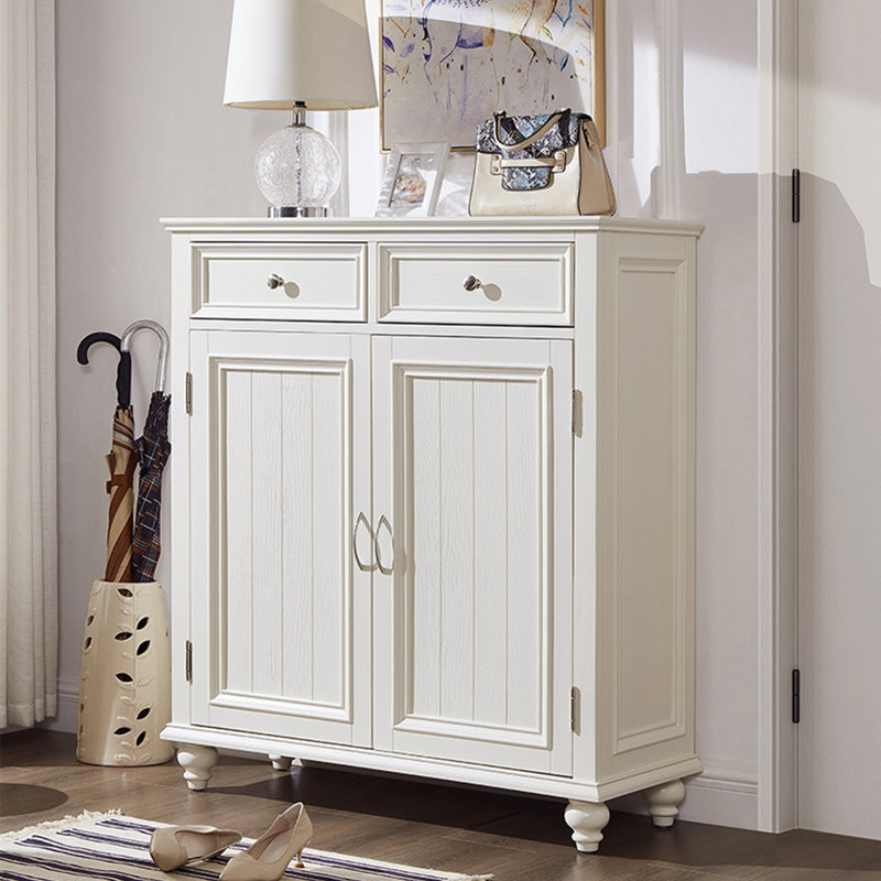 DICIXA White two door solid wood shoe cabinet Wayfair